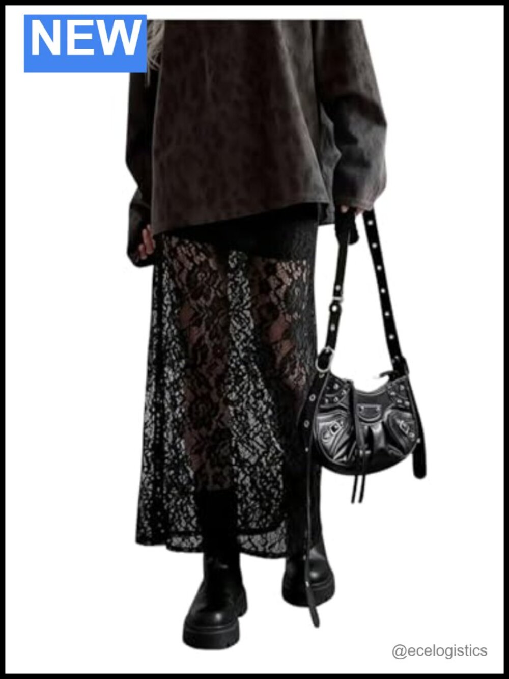 Sheer Lace Maxi Skirt Elastic Waist A Line Flare Fairy Party Concert Outfit